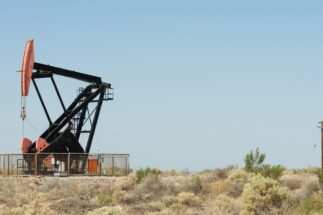 One oil pump jack pumping crude out of the ground in Neuquen, Argentina